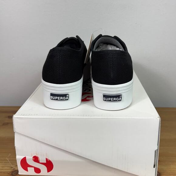 New Superga 2790 Platform Sneakers in Black Women's Size 10 - Picture 7 of 10